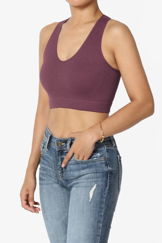 Daliyah Ribbed Seamless Halter Bra Top DUSTY PLUM_3
