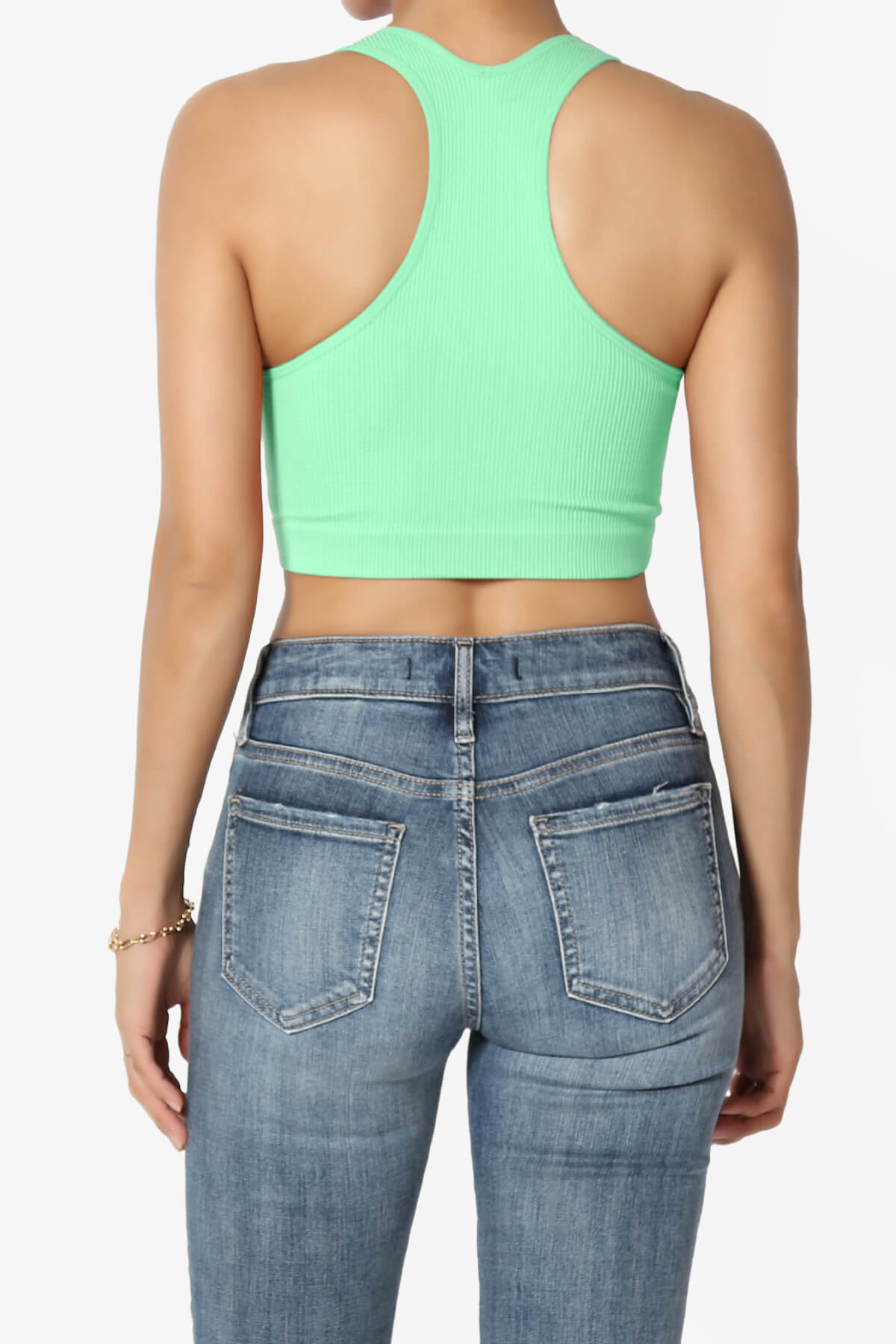 Daliyah Ribbed Seamless Halter Bra Top GREEN MINT_2