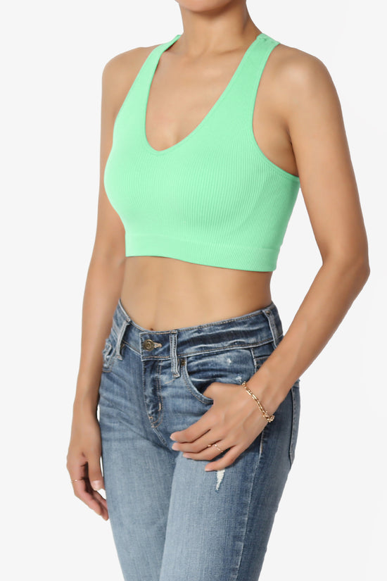 Daliyah Ribbed Seamless Halter Bra Top GREEN MINT_3