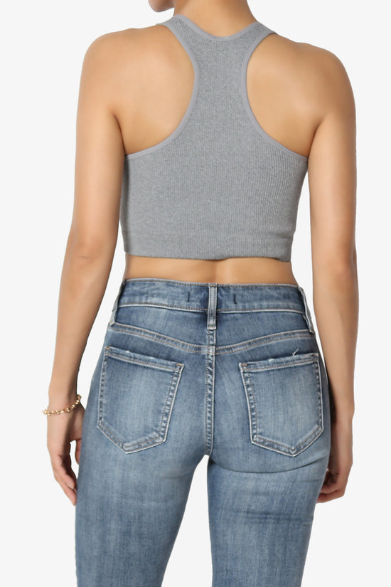 Daliyah Ribbed Seamless Halter Bra Top HEATHER GREY_2