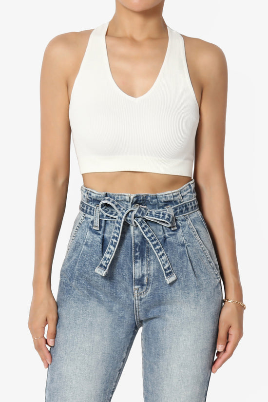 Daliyah Ribbed Seamless Halter Bra Top IVORY_1