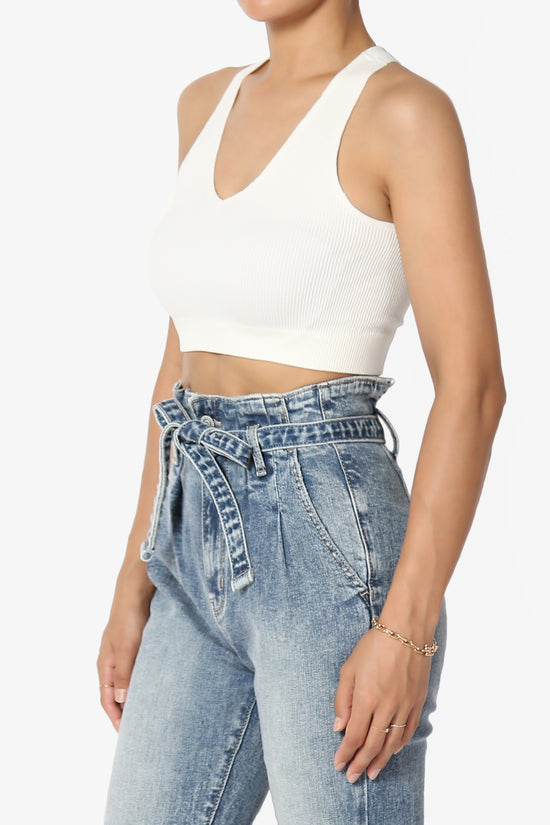 Daliyah Ribbed Seamless Halter Bra Top IVORY_3