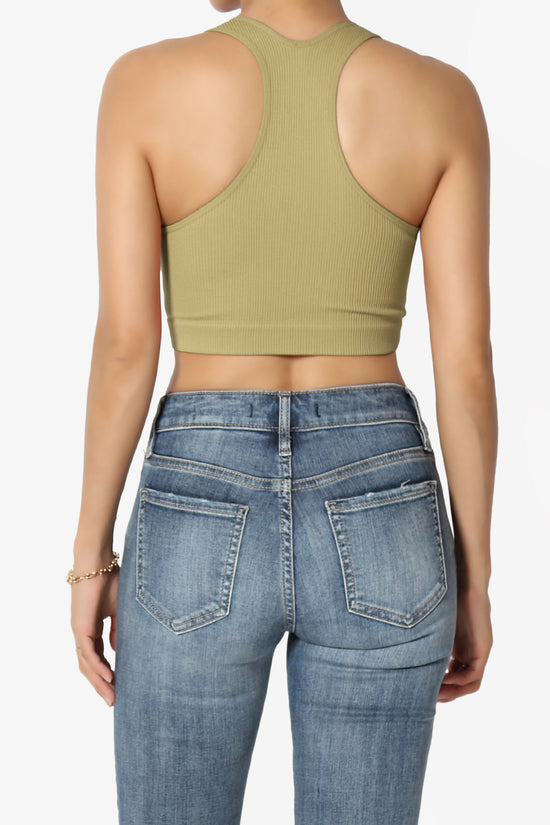 Daliyah Ribbed Seamless Halter Bra Top KHAKI GREEN_2