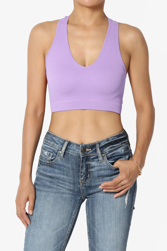 Daliyah Ribbed Seamless Halter Bra Top LAVENDER_1