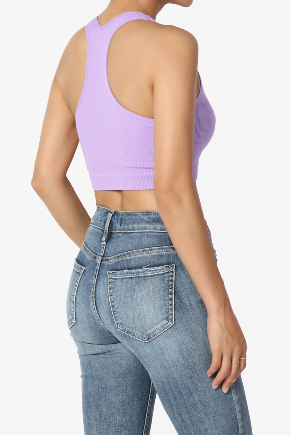 Daliyah Ribbed Seamless Halter Bra Top LAVENDER_4