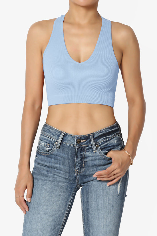 Daliyah Ribbed Seamless Halter Bra Top LIGHT BLUE_1
