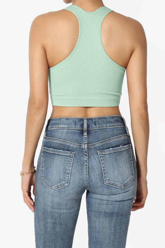 Daliyah Ribbed Seamless Halter Bra Top LIGHT GREEN_2