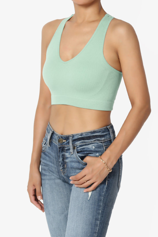 Daliyah Ribbed Seamless Halter Bra Top LIGHT GREEN_3