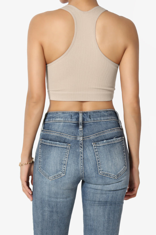 Daliyah Ribbed Seamless Halter Bra Top LIGHT MOCHA_2