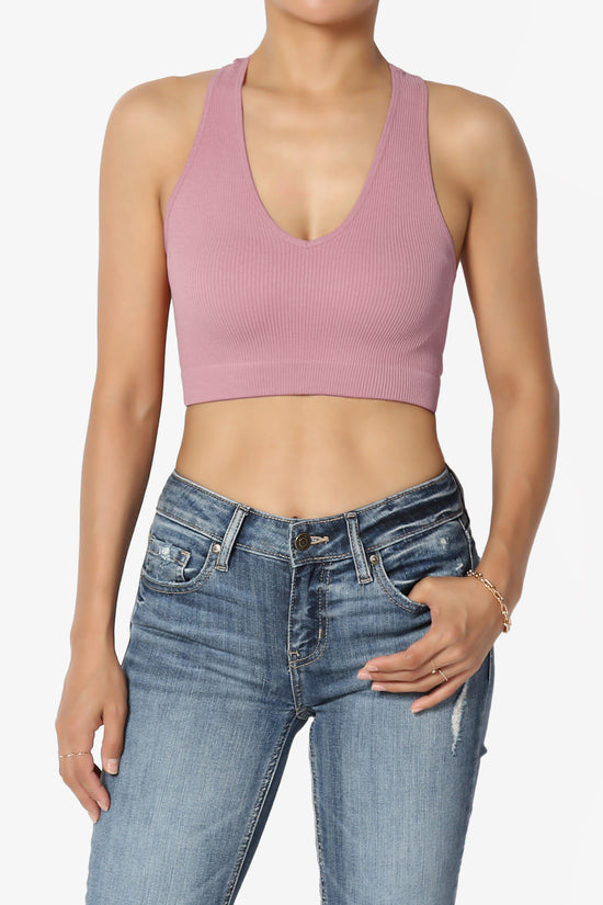 Daliyah Ribbed Seamless Halter Bra Top LIGHT ROSE_1