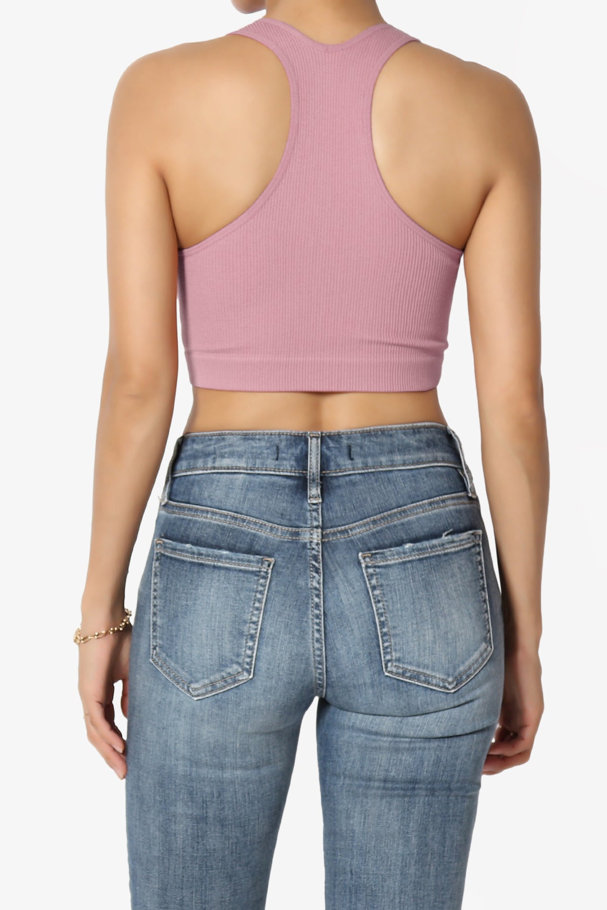 Daliyah Ribbed Seamless Halter Bra Top LIGHT ROSE_2