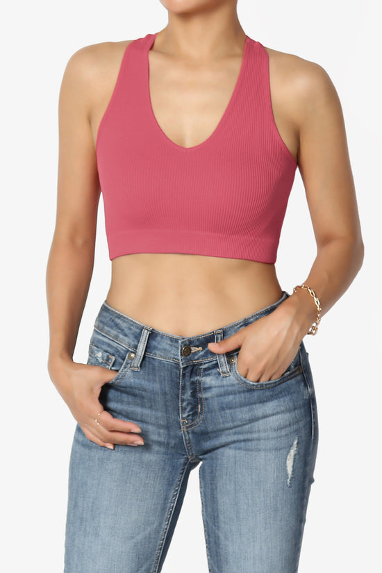 Daliyah Ribbed Seamless Halter Bra Top ROSE_1