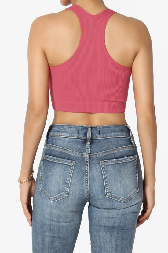 Daliyah Ribbed Seamless Halter Bra Top ROSE_2