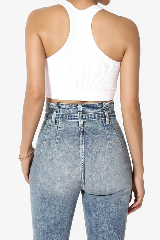 Daliyah Ribbed Seamless Halter Bra Top WHITE_2