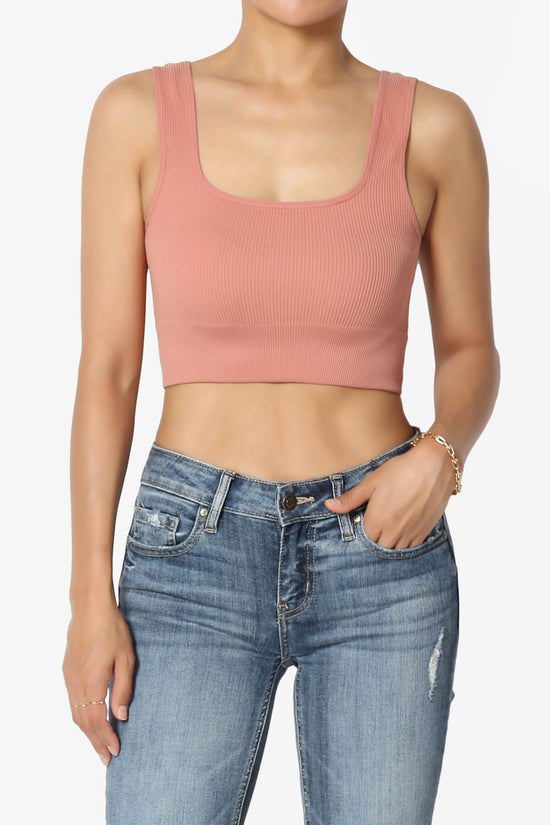 Hilde Ripped Seamless Square Neck Crop Tank Top ASH ROSE_1
