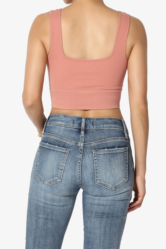Hilde Ripped Seamless Square Neck Crop Tank Top ASH ROSE_2