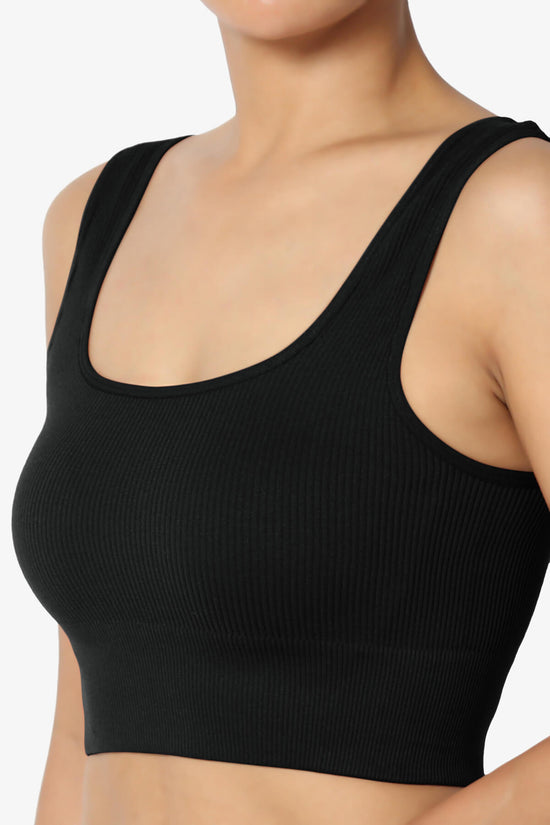 Hilde Ripped Seamless Square Neck Crop Tank Top BLACK_5