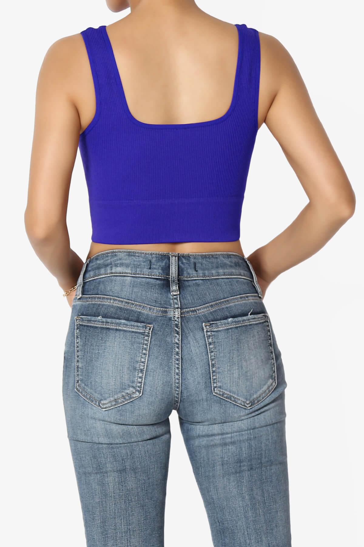 Hilde Ripped Seamless Square Neck Crop Tank Top BRIGHT BLUE_2