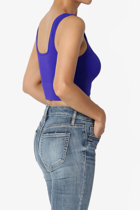 Hilde Ripped Seamless Square Neck Crop Tank Top BRIGHT BLUE_4
