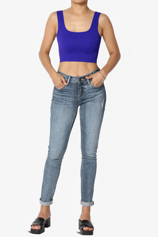 Hilde Ripped Seamless Square Neck Crop Tank Top BRIGHT BLUE_6