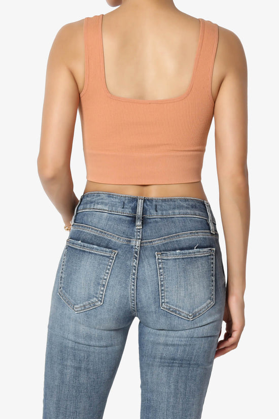Hilde Ripped Seamless Square Neck Crop Tank Top BUTTER ORANGE_2