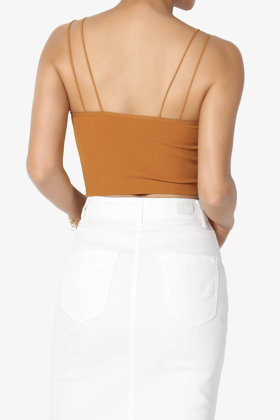 Daliyah Spaghetti Straps Seamless Crop Cami ALMOND_2