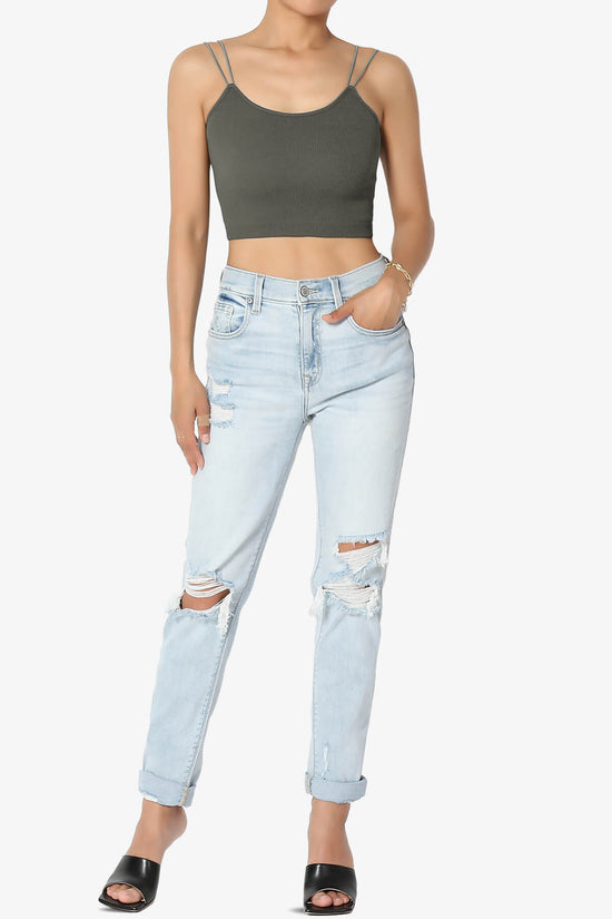 Daliyah Spaghetti Straps Seamless Crop Cami ASH GREY_6