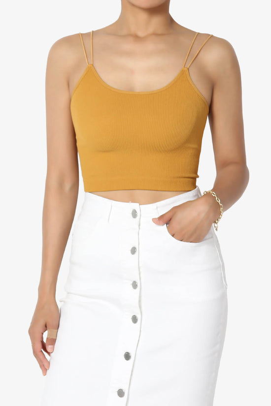Daliyah Spaghetti Straps Seamless Crop Cami GOLDEN MUSTARD_1