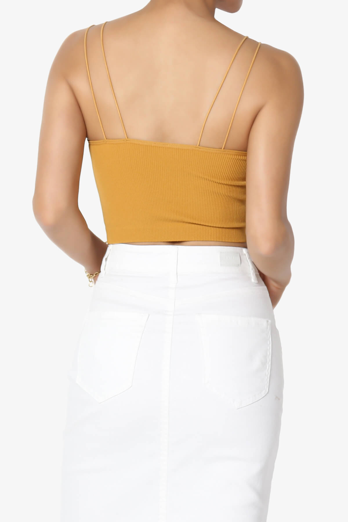 Daliyah Spaghetti Straps Seamless Crop Cami GOLDEN MUSTARD_2