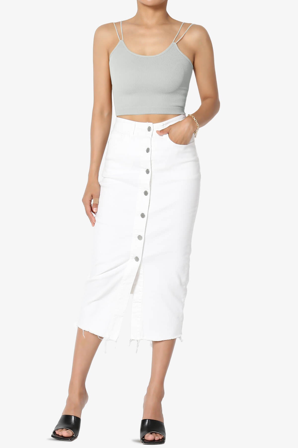 Daliyah Spaghetti Straps Seamless Crop Cami LIGHT GREY_6