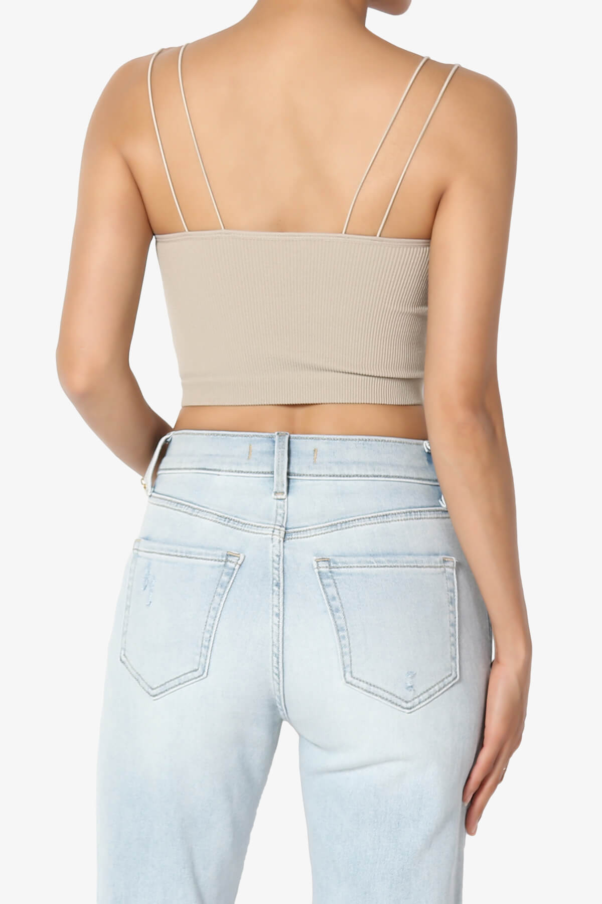 Daliyah Spaghetti Straps Seamless Crop Cami LIGHT MOCHA_2