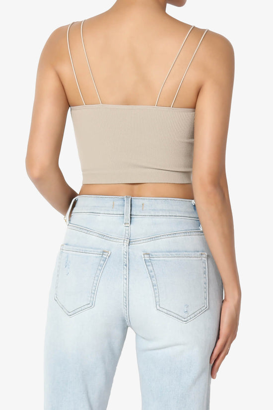 Daliyah Spaghetti Straps Seamless Crop Cami LIGHT MOCHA_2