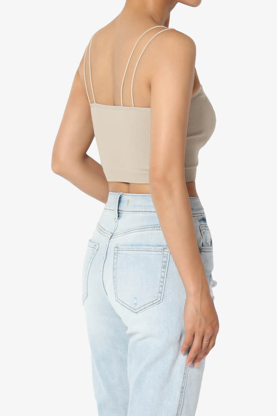 Daliyah Spaghetti Straps Seamless Crop Cami LIGHT MOCHA_4