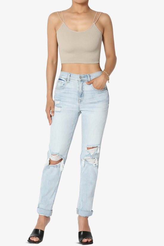 Daliyah Spaghetti Straps Seamless Crop Cami LIGHT MOCHA_6