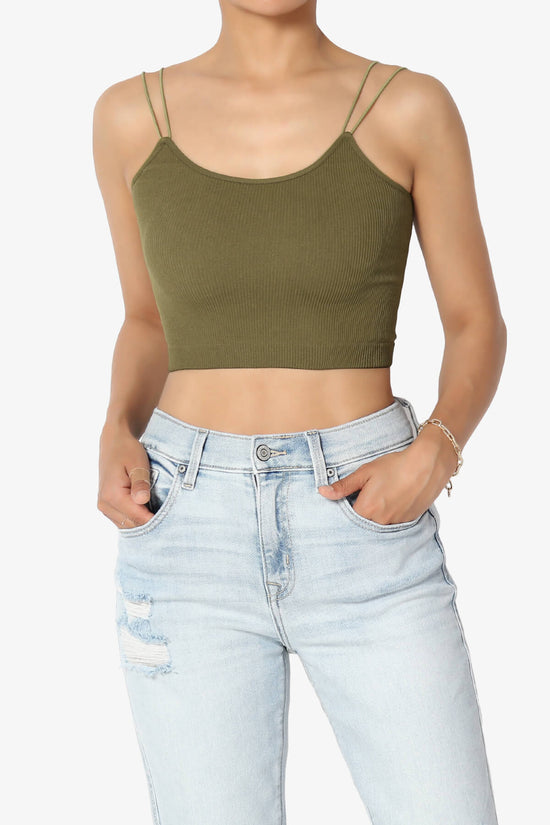 Daliyah Spaghetti Straps Seamless Crop Cami OLIVE KHAKI_1