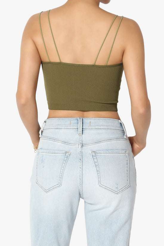 Daliyah Spaghetti Straps Seamless Crop Cami OLIVE KHAKI_2