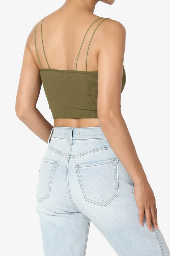 Daliyah Spaghetti Straps Seamless Crop Cami OLIVE KHAKI_4