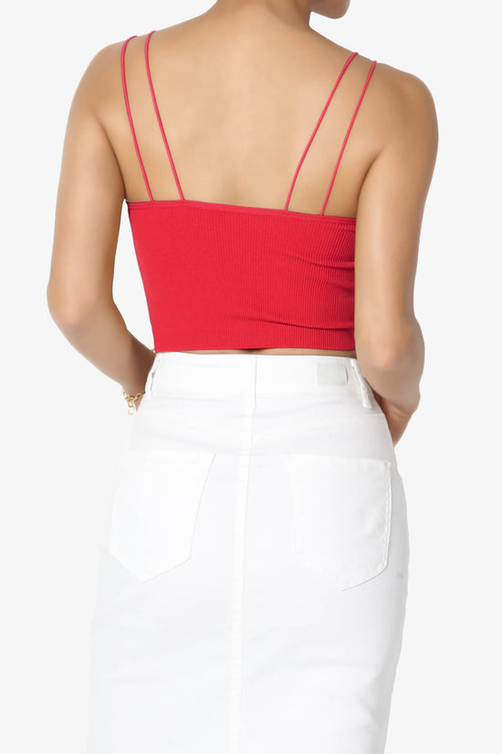 Daliyah Spaghetti Straps Seamless Crop Cami RED_2