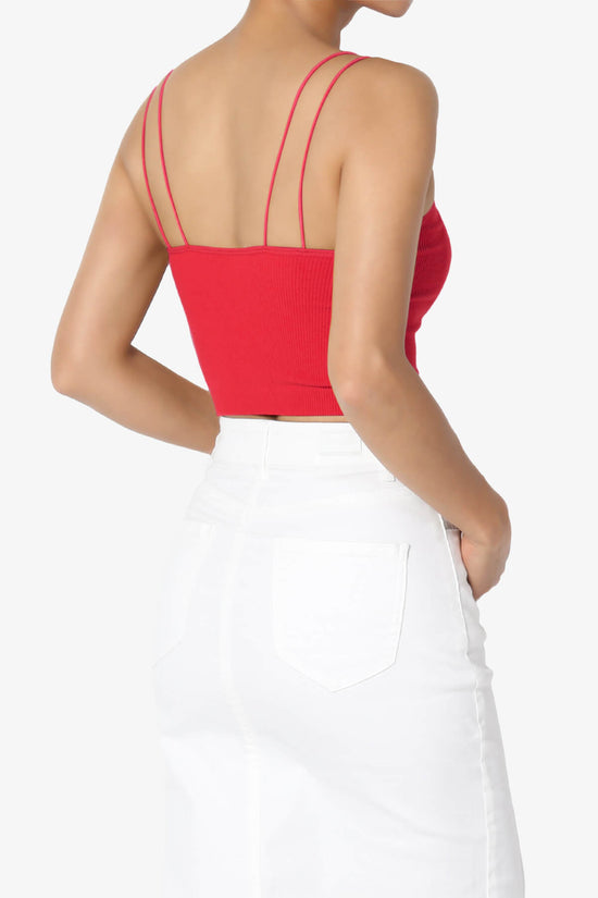 Daliyah Spaghetti Straps Seamless Crop Cami RED_4