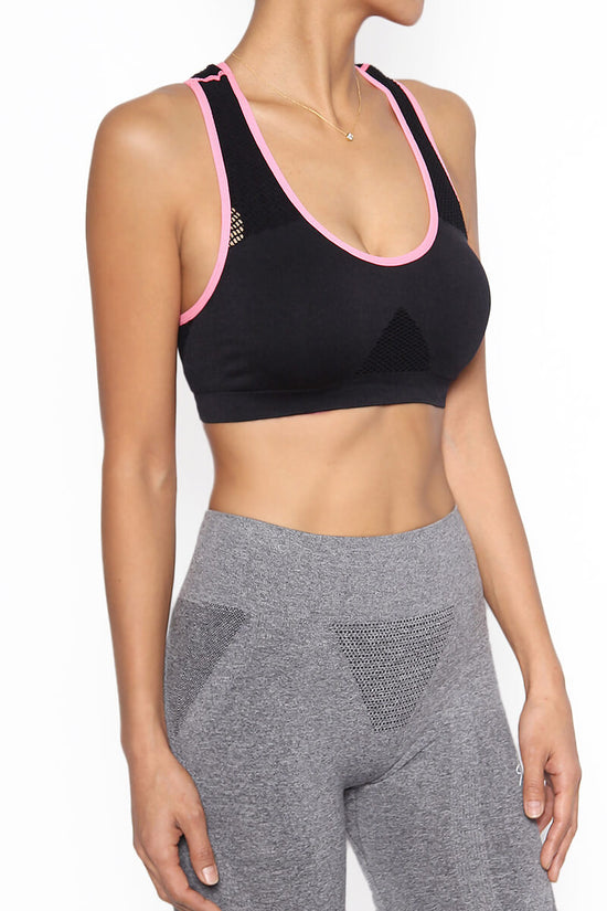 Rubin Mesh Racerback Sports Bra Top BLACK_3