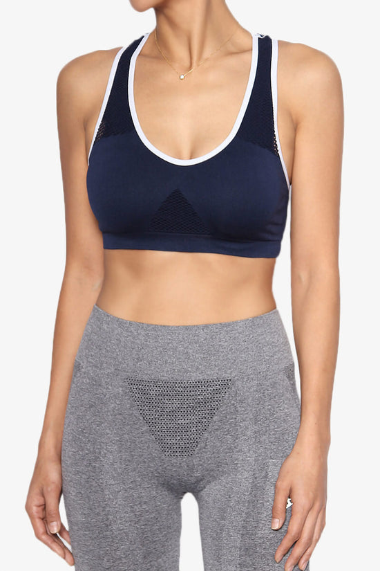 Rubin Mesh Racerback Sports Bra Top NAVY_2