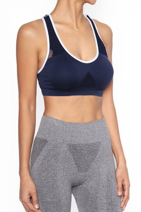 Rubin Mesh Racerback Sports Bra Top NAVY_3