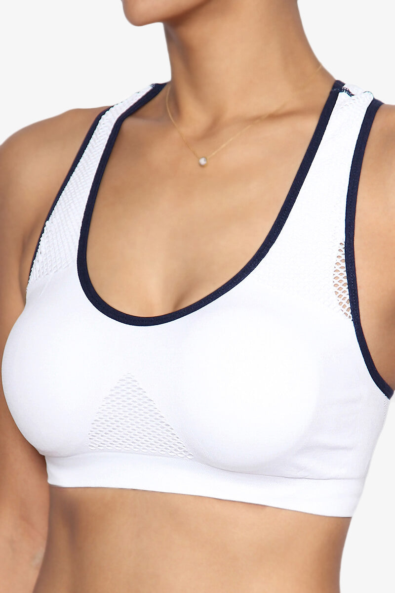 Rubin Mesh Racerback Sports Bra Top WHITE_5