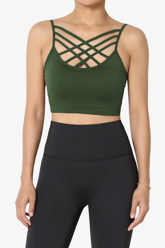 Cally Padded Crisscross Bralette ARMY GREEN_1