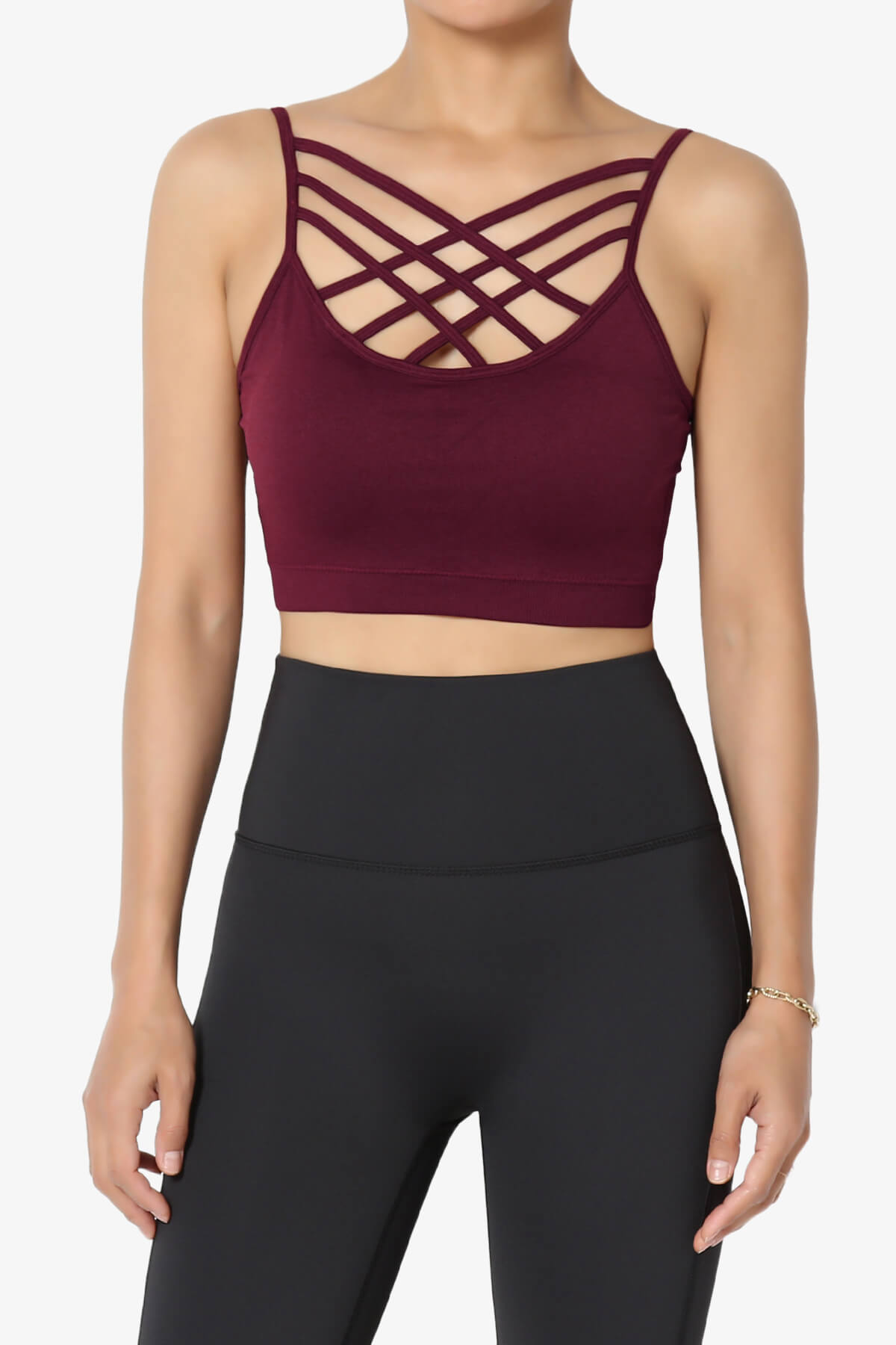 Cally Padded Crisscross Bralette DARK BURGUNDY_1