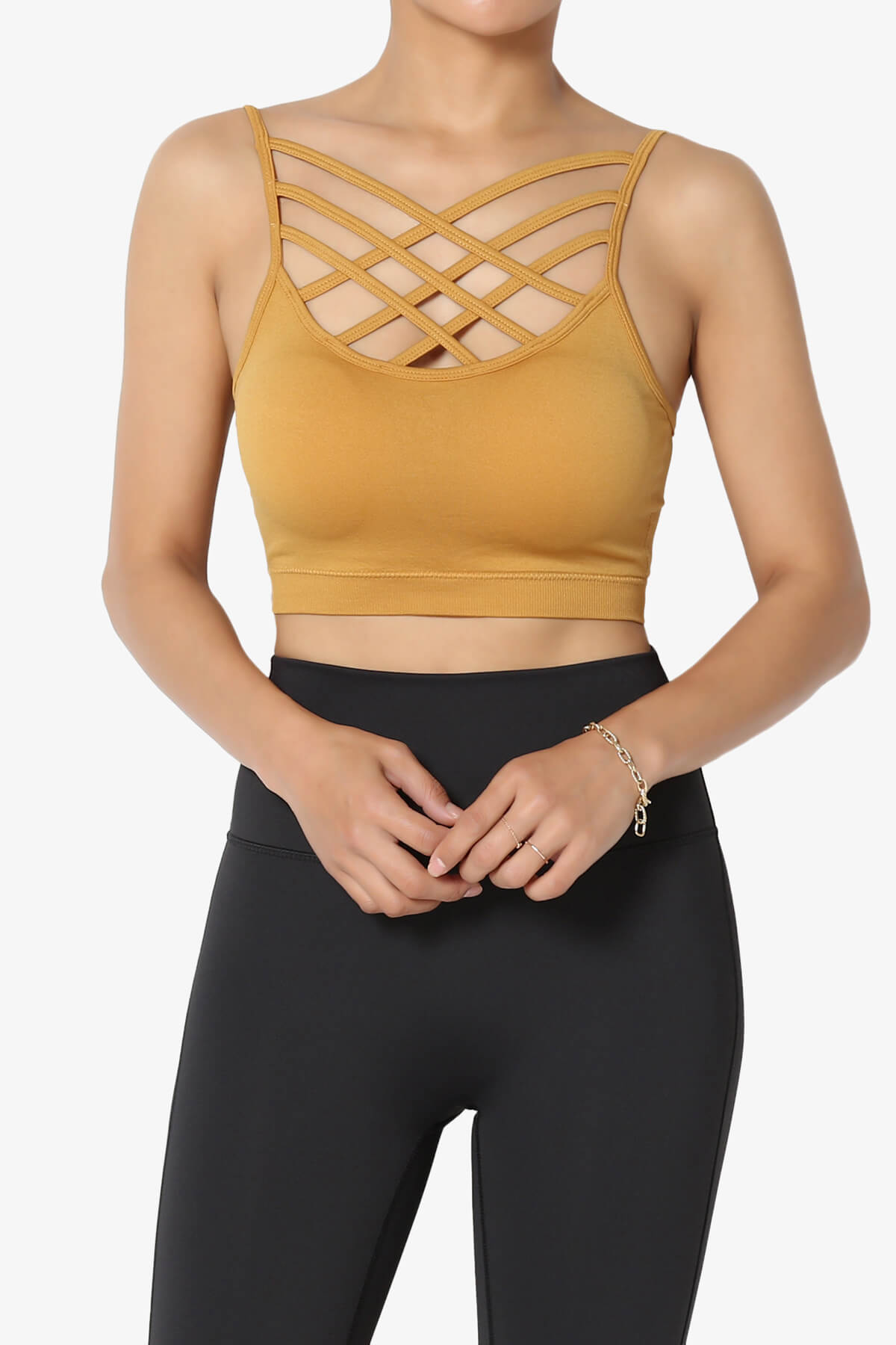 Cally Padded Crisscross Bralette GOLDEN MUSTARD_1