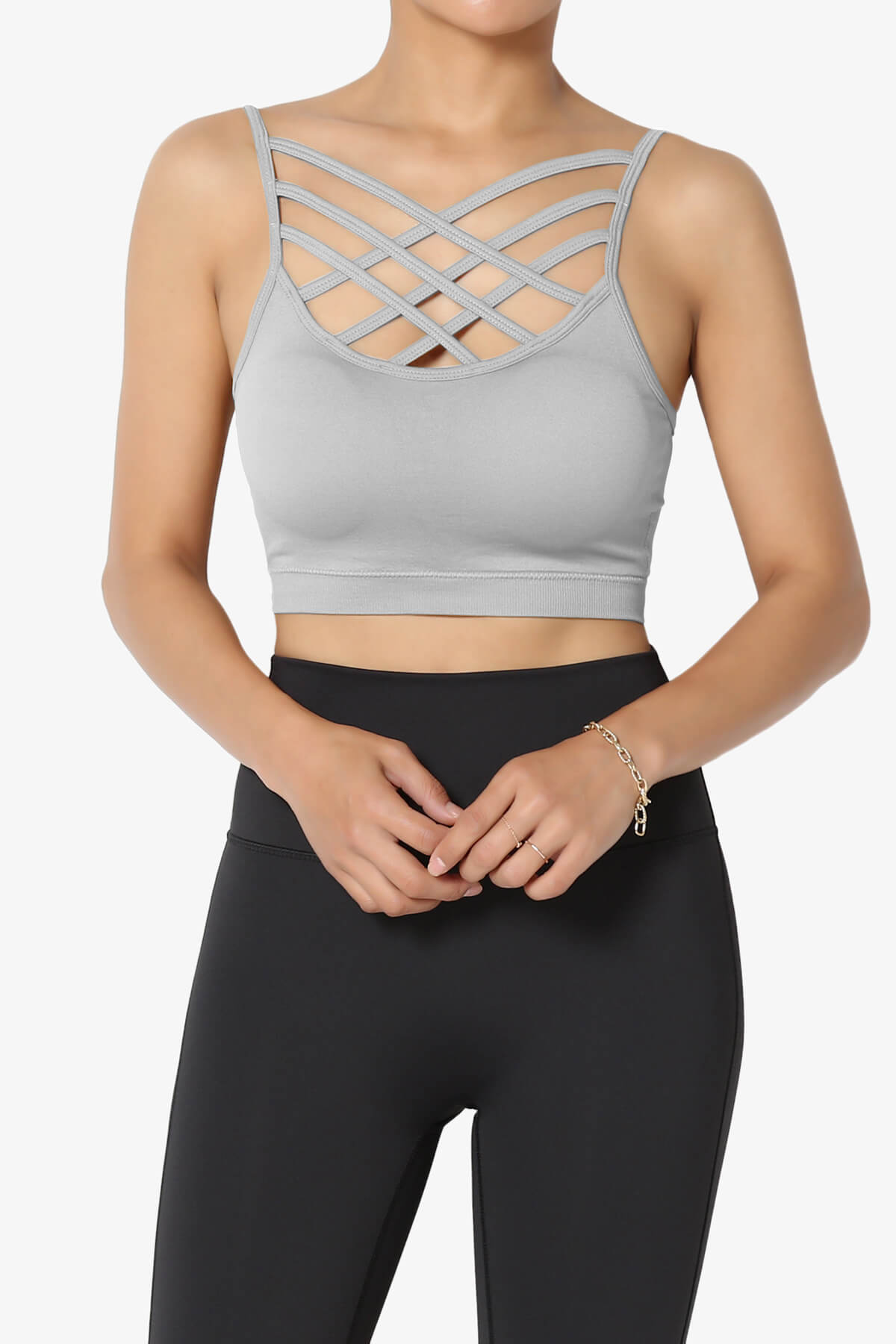 Cally Padded Crisscross Bralette GREY MIST_1