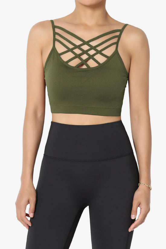 Cally Padded Crisscross Bralette OLIVE GREEN_1