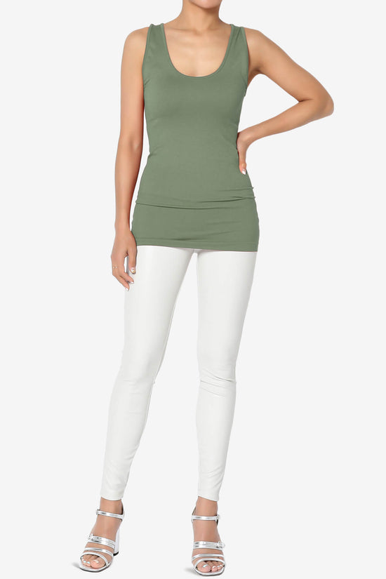 Nisha Scoop Neck Seamless Tank Top ASH OLIVE_6