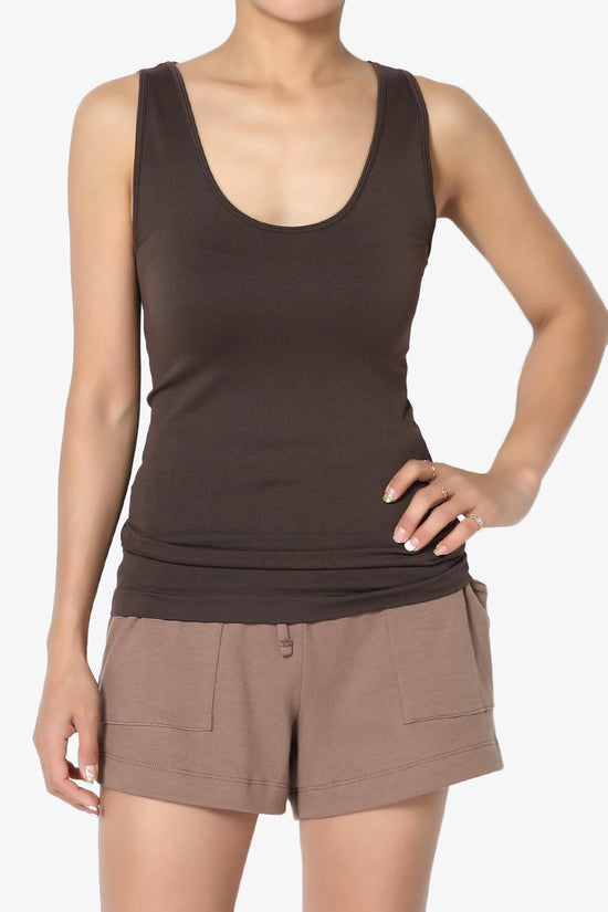 Nisha Scoop Neck Seamless Tank Top BROWN_1